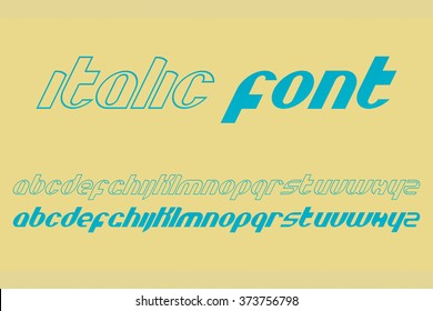 set of stylized, isolated alphabet letters. vector contemporary, italic font type. premium quality, modern, slanted typeface design