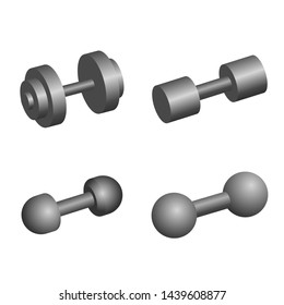 set of stylized isometric sport equipment isolated on white background 