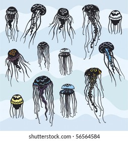 Set of Stylized Jellyfish