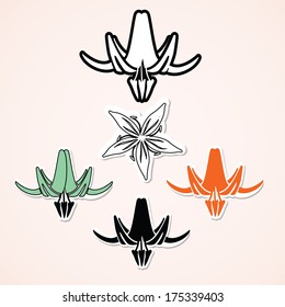 set of stylized lily flowers vector illustration can be used as logo or tattoo sign