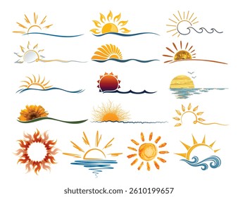 Set stylized logos of the sun and sea.
