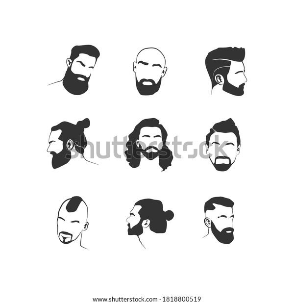 Set Stylized Male Faces Hair Beards Stock Vector (Royalty Free ...