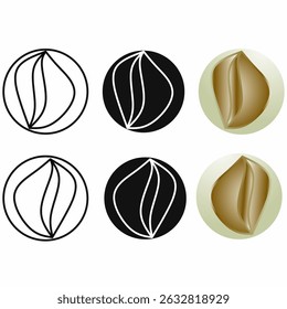 Conjunto de ícones estilizados do vetor da bola de mármore em linha, silhueta e desenhos de ouro 3D. Perfeito para decoração, padrões, jogo, brinquedo e elementos de pedra luxuosos.