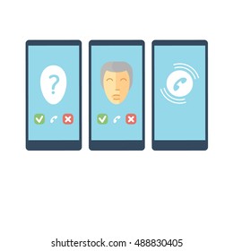 set of stylized mobile phone talk signs and symbols