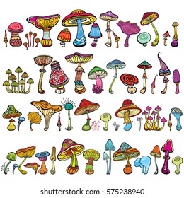 Set of stylized mushrooms 