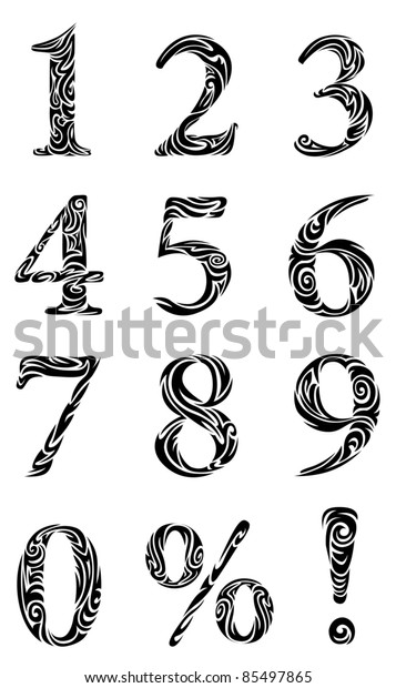 Set Stylized Numbers Stock Vector (Royalty Free) 85497865