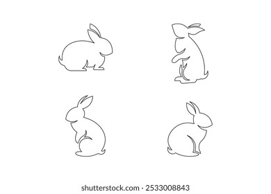 set of stylized rabbit icons. vector rabbit outline style
