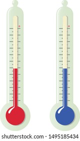 Set of stylized room thermometers with different temperature readings. Isolated on a white background/ Vector illustration.