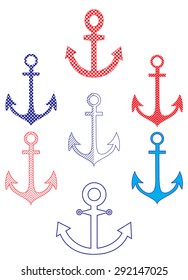 Set of stylized sea anchors