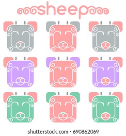 Set. Stylized sheep of different colors. You can use it like icons and logos.