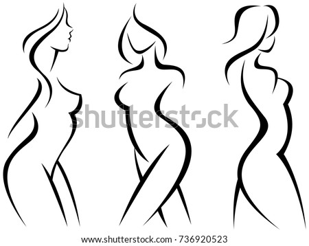 Download Set Stylized Silhouettes Woman Body Stock Vector Stok ...