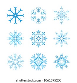 set of stylized snowflakes