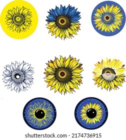 Set of Stylized sunflowers drawing

