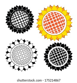 set of stylized sunflowers vector illustration