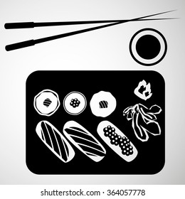 Set of stylized sushi black