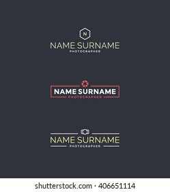 Set of stylized symbols and logo design elements for photographers