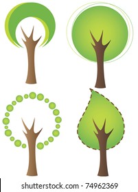Set of stylized trees