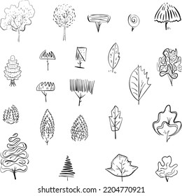 Set Stylized Trees Lines Stock Vector (Royalty Free) 2204770921 ...