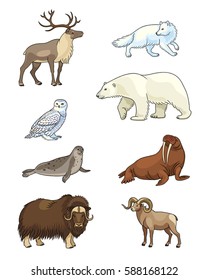 Set of stylized vector Arctic animals. EPS8