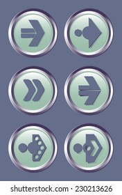 set of stylized vector buttons with different arrows.  Vector illustration.