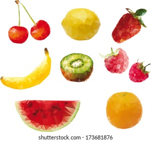 Set of stylized vector fruits isolated on white