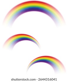 Set of Stylized Vibrant colorful semi circle rainbow arcs with soft gradients, isolate on a transparent background. Perfect for weather, fantasy, pride, and children's design project.