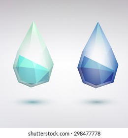 Set of stylized water drops. Geometric abstract background.