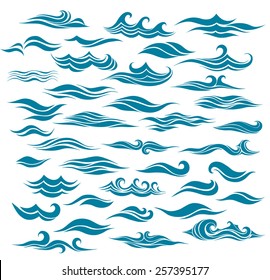 set stylized waves from element of the design