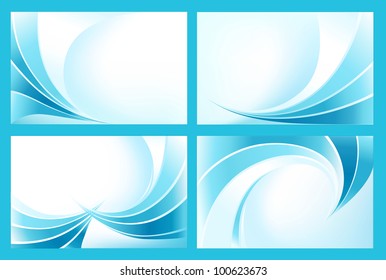 set of the stylized waves on blue background