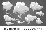 Set of stylized white clouds. Vector illustration collection of smoke.