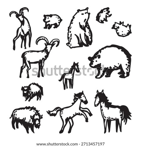 A set of stylized wild vector animals
