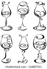 Set stylized wine glass
