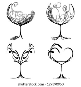 Set stylized wine glass for fault