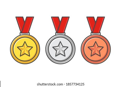 conjunto de sub-insignia oro plata bronce en color plano