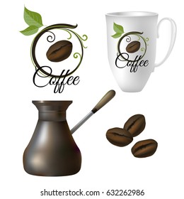 Set of subjects on coffee theme. Vector illustration.