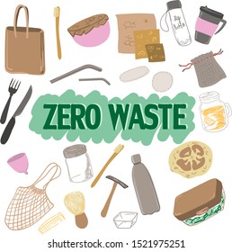 Set of subjects on the theme of zero waste.