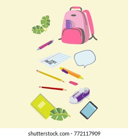 set of subjects for study and recreation, for school office and home