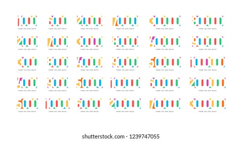 Set of Subscribers vector symbols. Colorful logo for anniversary. Business, blogging, internet lifestyle, web marketing signs collection on blank background. Vectors.