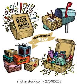 Set Of Subscription Boxes. Vector.