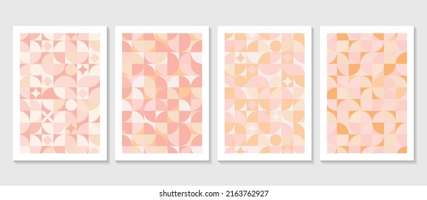 Set of subtle colored abstract geometric seamless pattern poster banner background