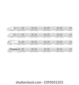 Set of Subway Train Line Outline Icon Illustration Vector