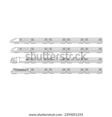 Set of Subway Train Line Outline Icon Illustration Vector
