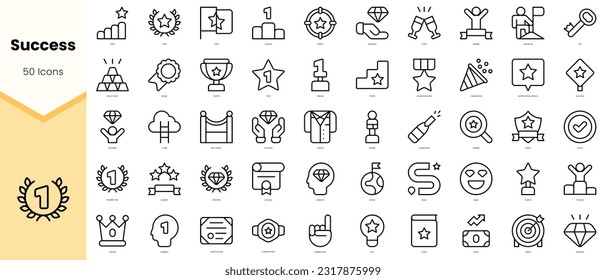 Set of success Icons. Simple line art style icons pack. Vector illustration