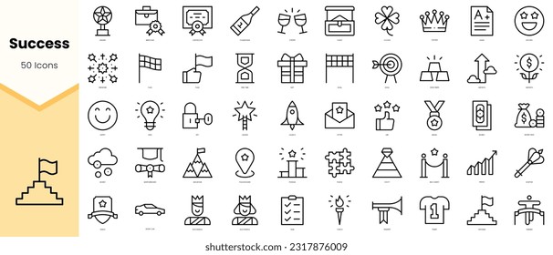 Set of success Icons. Simple line art style icons pack. Vector illustration