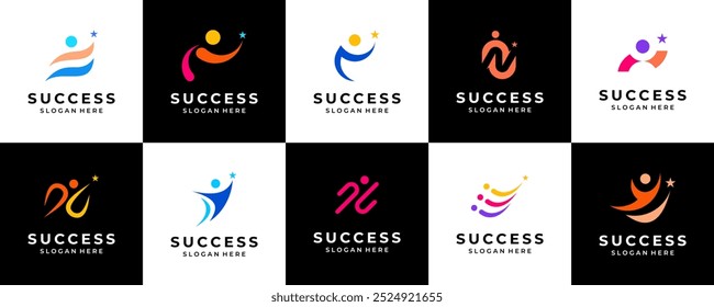 set of success people care logo and symbols template, vector template