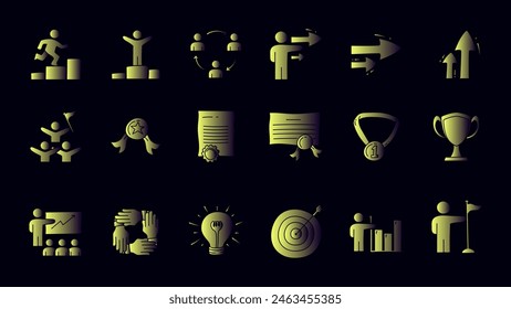 Set of success people gradient icon design