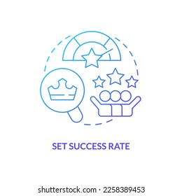 Set success rate blue gradient concept icon. Best result percentage. Positive product metrics. Evaluation abstract idea thin line illustration. Isolated outline drawing. Myriad Pro-Bold font used