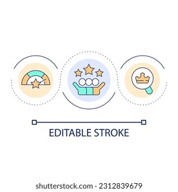 Set success rate percentage loop concept icon. Determine desired result expectations. Satisfied client abstract idea thin line illustration. Isolated outline drawing. Editable stroke. Arial font used