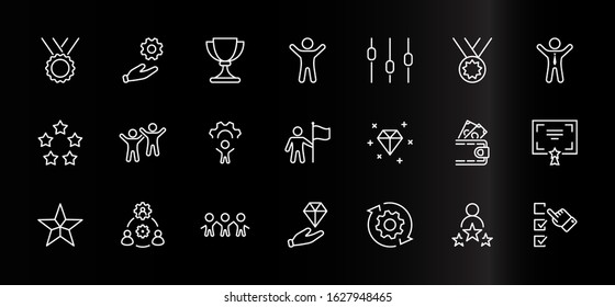 Set of Success Related Vector Line Icon. Contains such Icons as Cup, Ribbon, Star, Winner, Reward and more.Editable Stroke. 32x32 Pixels