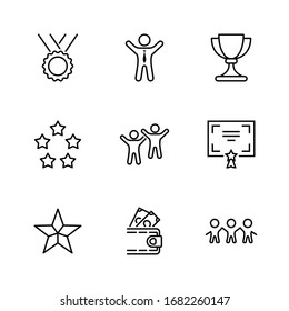 Set of Success Related Vector Line Icon. Contains such Icons as Cup, Ribbon, Star, Winner, Reward and more.Editable Stroke. 32x32 Pixels
